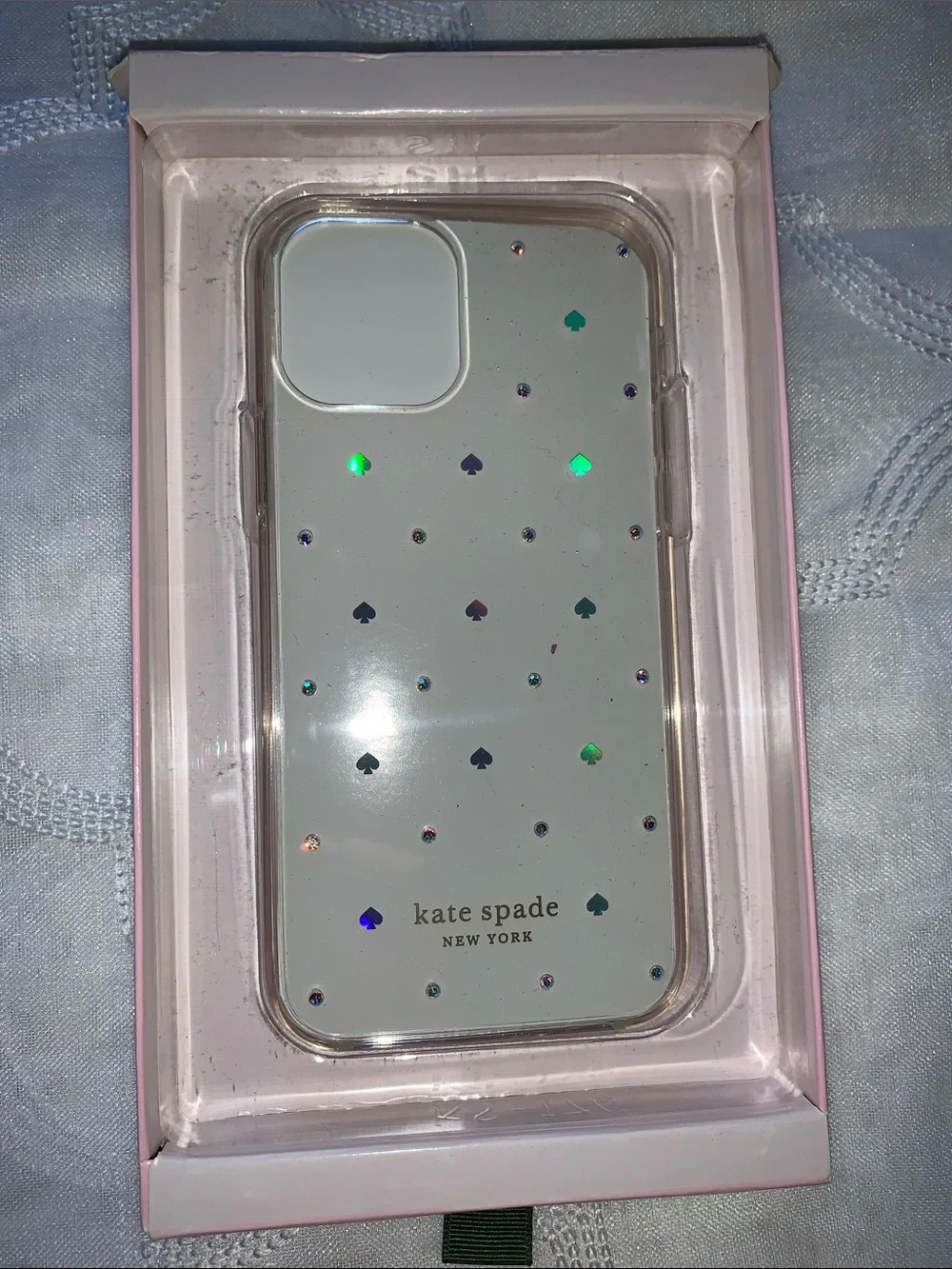 kate spade Clear Mint Iridescent Heart Dot iPhone 12/12 Pro Case